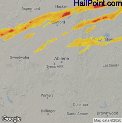 Hail Map for Abilene, TX Region on March 8, 2023 
