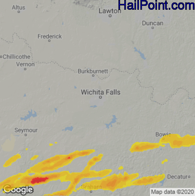 Hail Map for Wichita Falls, TX Region on March 8, 2023