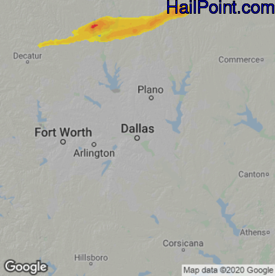 Hail Map for Dallas, TX Region on March 9, 2023 