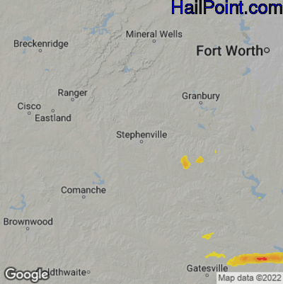 Hail Map for Stephenville, TX Region on March 9, 2023