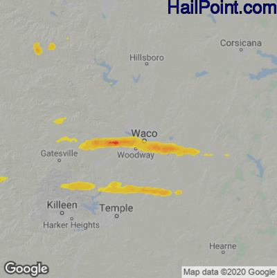 Hail Map for Waco, TX Region on March 9, 2023