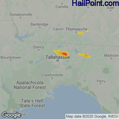 Hail Map for Tallahassee, FL Region on March 10, 2023