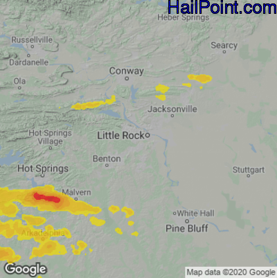 Hail Map for Little Rock, AR Region on March 12, 2023