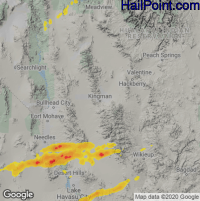 Hail Map for Kingman, AZ Region on March 15, 2023