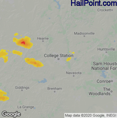 Hail Map for College Station, TX Region on March 17, 2023