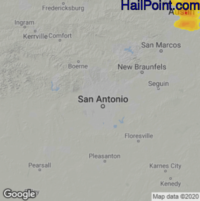Hail Map for San Antonio, TX Region on March 17, 2023
