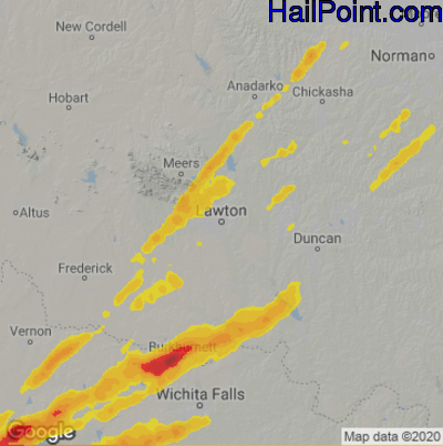 Hail Map for Lawton, OK Region on March 23, 2023