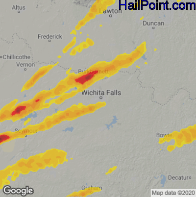 Hail Map for Wichita Falls, TX Region on March 23, 2023