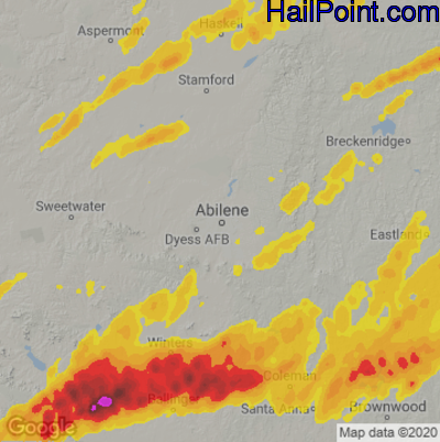 Hail Map for Abilene, TX Region on March 24, 2023