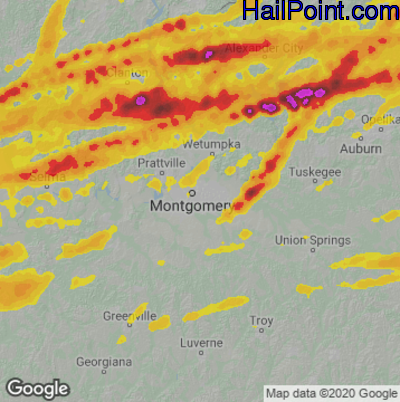 Hail Map for Montgomery, AL Region on March 26, 2023 