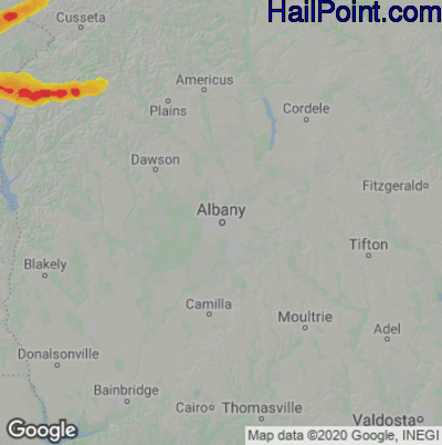 Hail Map for Albany, GA Region on March 26, 2023