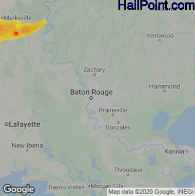 Hail Map for Baton Rouge, LA Region on March 26, 2023