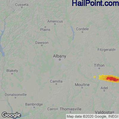 Hail Map for Albany, GA Region on March 27, 2023