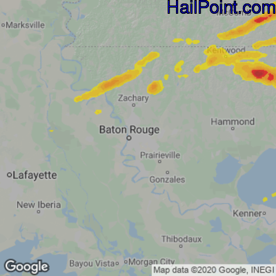 Hail Map for Baton Rouge, LA Region on March 28, 2023