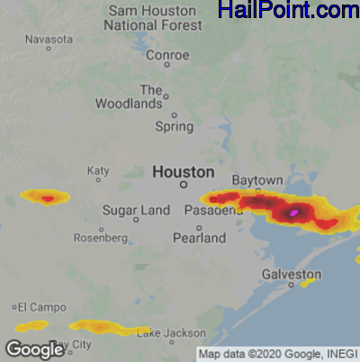 Hail Map for Houston, TX Region on March 28, 2023
