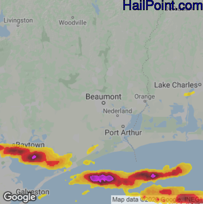 Hail Map for Beaumont, TX Region on March 28, 2023