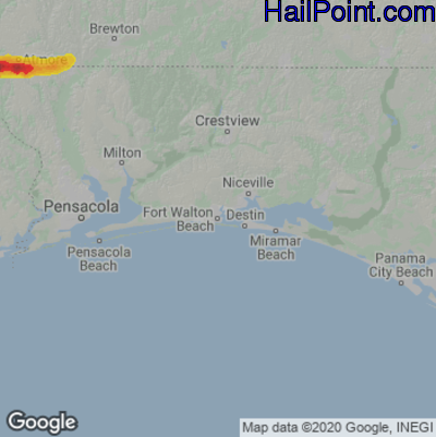 Hail Map for Fort Walton Beach, FL Region on March 28, 2023