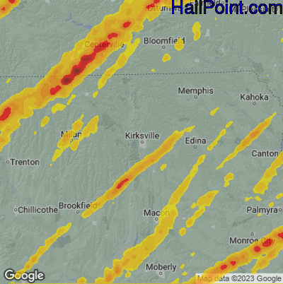 Hail Map for Kirskville, MS Region on March 31, 2023