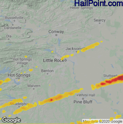 Hail Map for Little Rock, AR Region on March 31, 2023