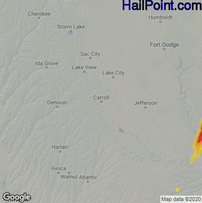 Hail Map for Carroll, IA Region on March 31, 2023
