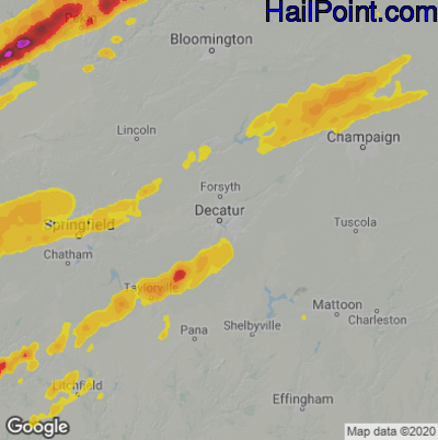 Hail Map for Decatur, IL Region on March 31, 2023
