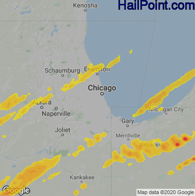 Hail Map for Chicago, IL Region on March 31, 2023