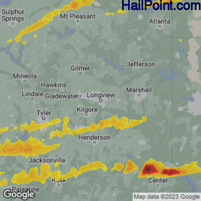 Hail Map for Long View, TX Region on March 31, 2023
