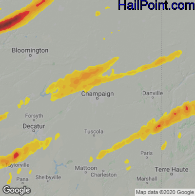 Hail Map for Champaign, IL Region on March 31, 2023 