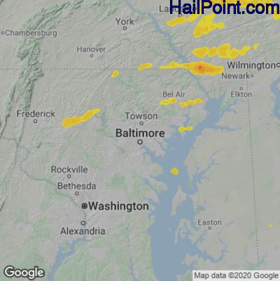 Hail Map for Baltimore, MD Region on April 1, 2023 