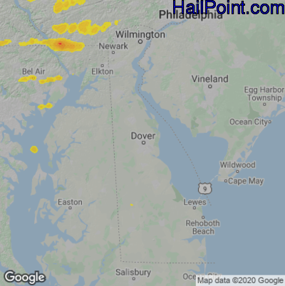 Hail Map for Dover, DE Region on April 1, 2023 