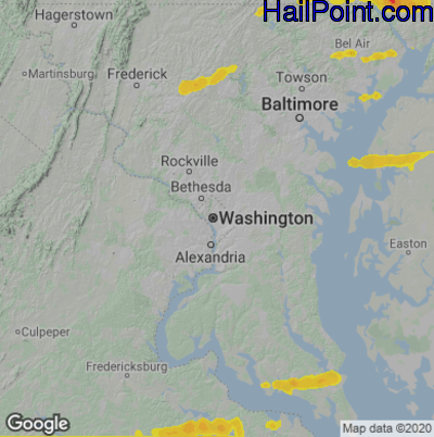 Hail Map for Washington, DC Region on April 1, 2023 