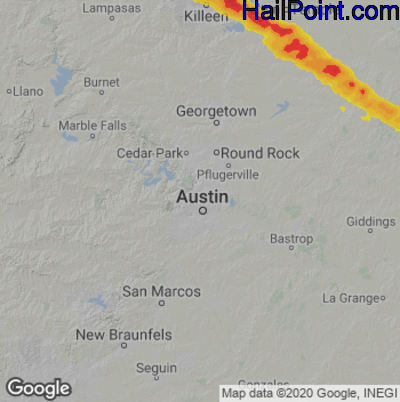 Hail Map for Austin, TX Region on April 3, 2023 
