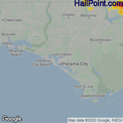 Hail Map for Panama City, FL Region on April 3, 2023 