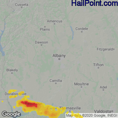 Hail Map for Albany, GA Region on April 3, 2023