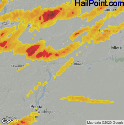 Hail Map for Peru, IL Region on April 4, 2023 
