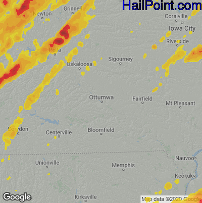 Hail Map for Ottumwa, IA Region on April 4, 2023