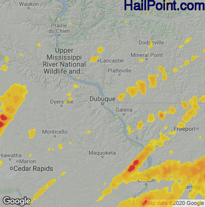 Hail Map for Dubuque, IA Region on April 4, 2023
