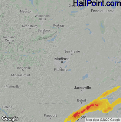 Hail Map for Madison, WI Region on April 4, 2023 