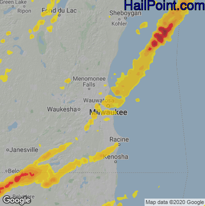 Hail Map for Milwaukee, WI Region on April 4, 2023 