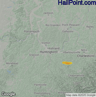 Hail Map for Asheland, KY Region on April 4, 2023