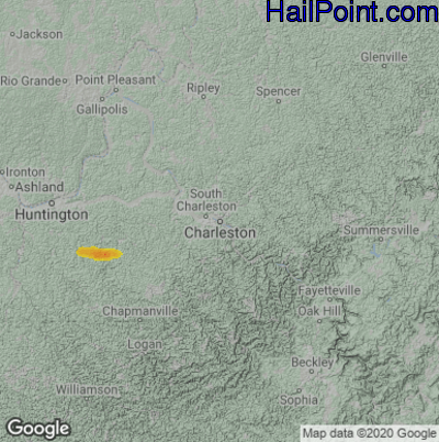 Hail Map Charleston, WV April 04, 2023 