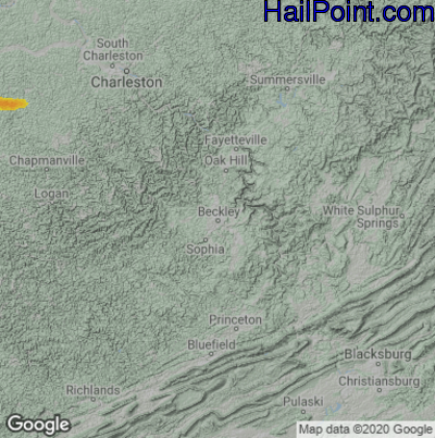 Hail Map for Beckley, WV Region on April 4, 2023 
