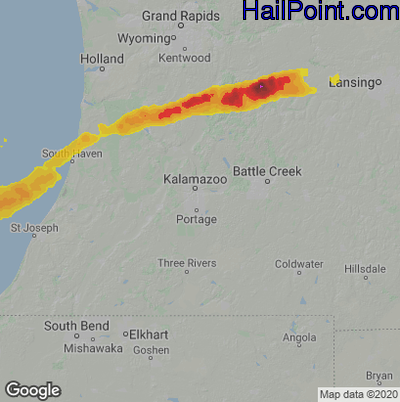 Hail Map for Kalamazoo, MI Region on April 4, 2023