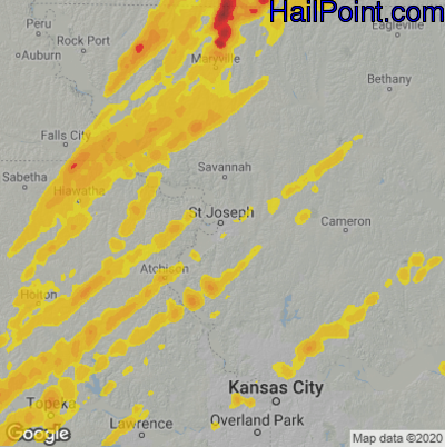 Hail Map for St. Joseph, MO Region on April 4, 2023