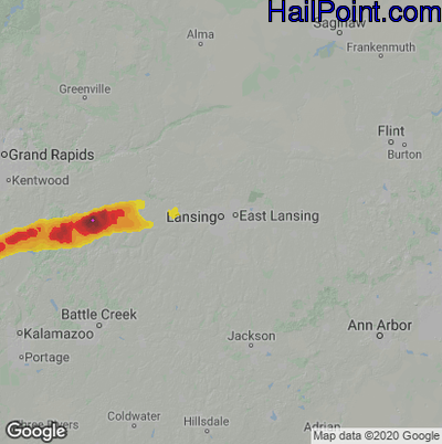 Hail Map for Lansing, MI Region on April 4, 2023 