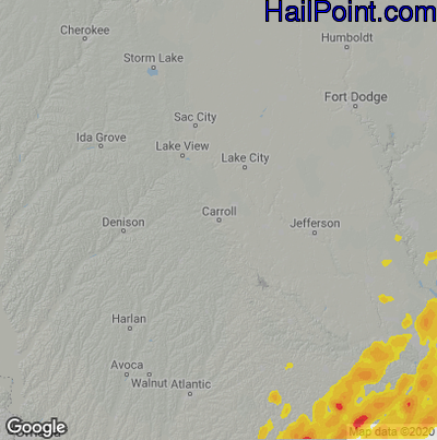 Hail Map for Carroll, IA Region on April 4, 2023