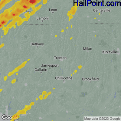Hail Map for Trenton, MO Region on April 4, 2023