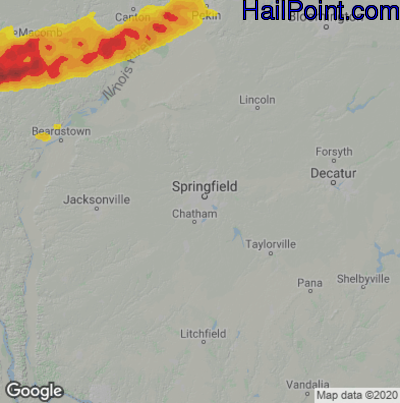 Hail Map for Springfield, IL Region on April 4, 2023