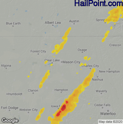 Hail Map for Mason City, IA Region on April 4, 2023
