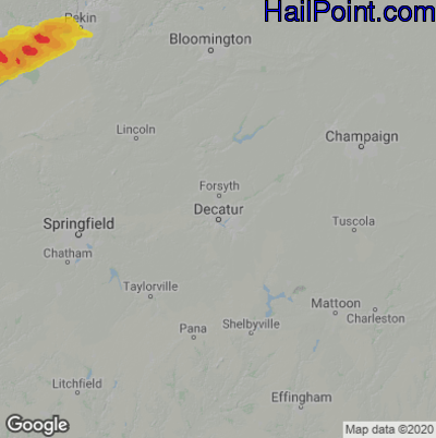 Hail Map for Decatur, IL Region on April 5, 2023 